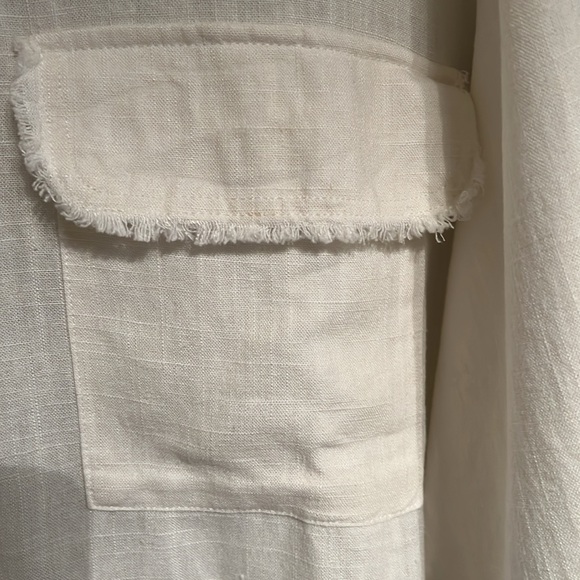 NWT H&M Linen Blend Raw Hem Button Down - Picture 3 of 6
